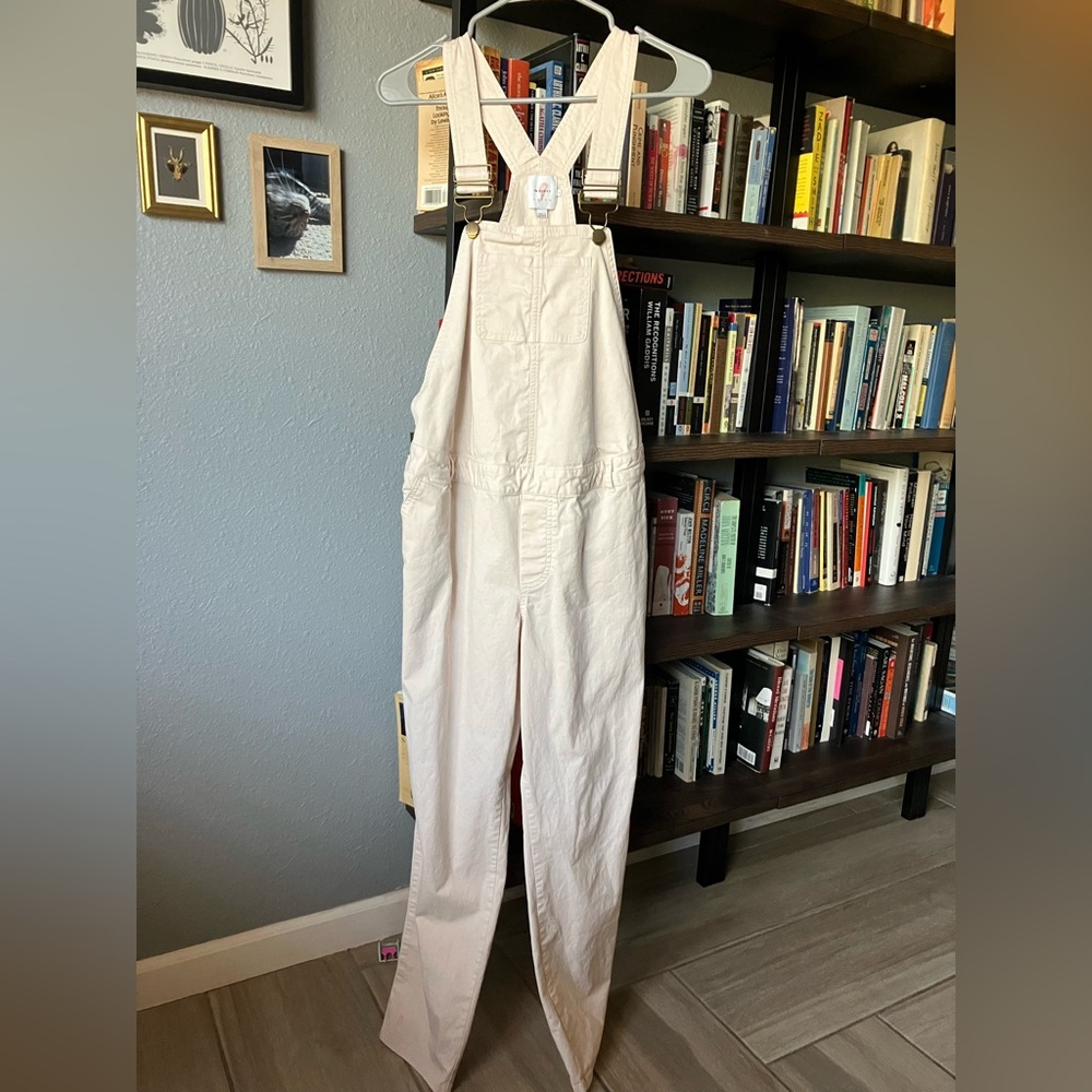 The Nines by HATCH Cream Denim Overalls